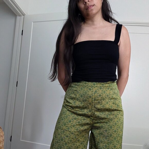 SOLD - BDG Green Silk Paisley Pants - Picture 2 of 7